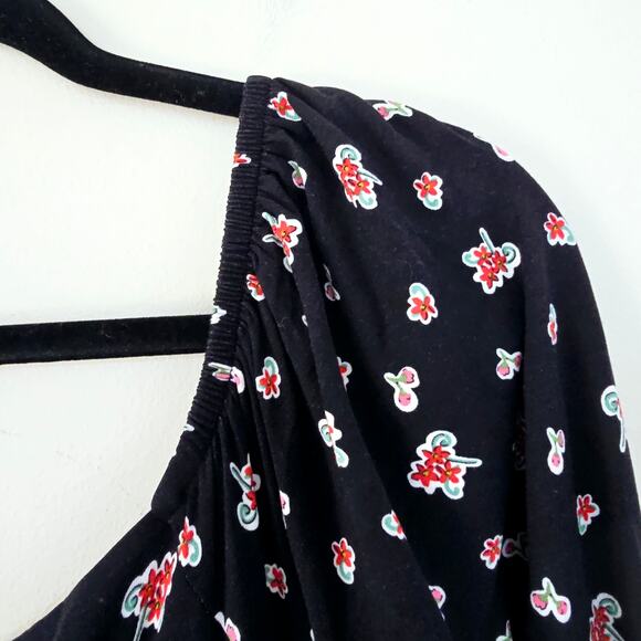 New Boden Sweetheart Midi Dress Long Sleeves Floral Black Red Women's Size 8 - Picture 8 of 12